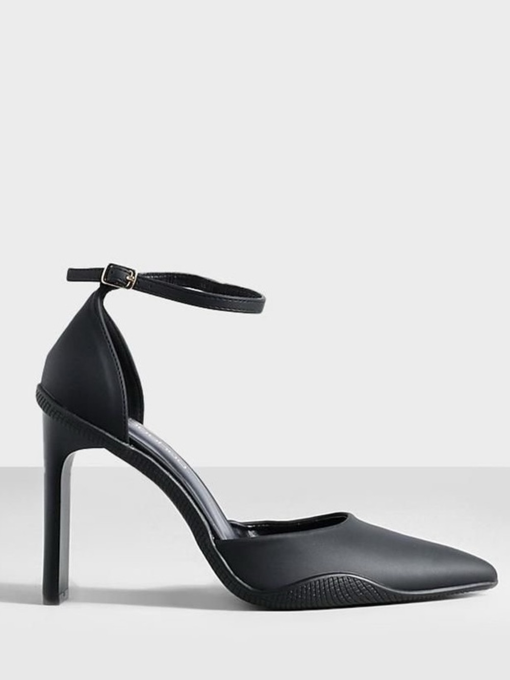 Boohoo Black Ankle-Strap Pointed High Heel